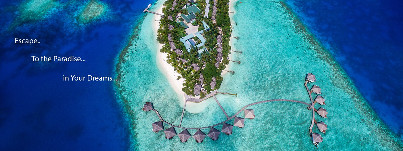 Maldives beach resort and blue lagoon